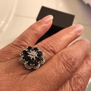 Black Onyx Ring with five little diamonds!